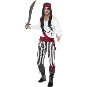 Smiffys Mens Pirate Costume / Black/White/Red